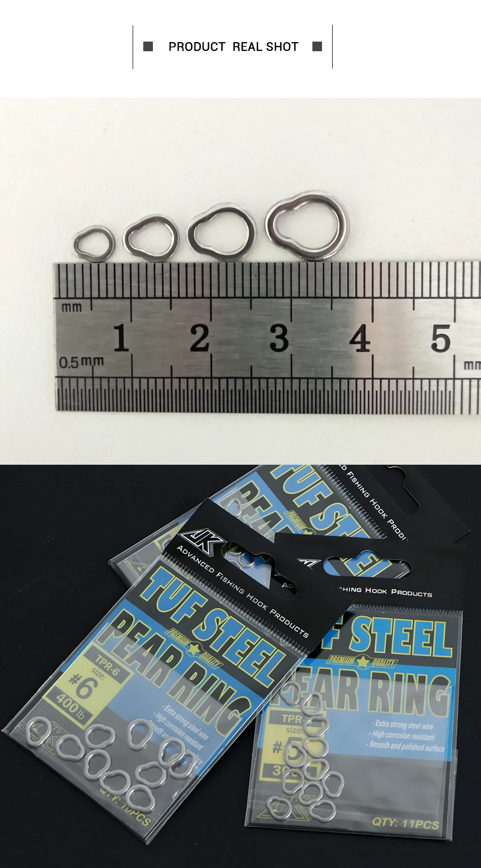 Tamaño real del anillo de pera JK TPR110