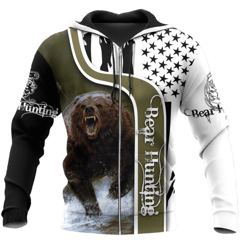 Sudaderas con capucha con estampado 3D de caza de oso para hombres y mujeres, Sudadera con capucha de moda Harajuku, Sudadera con capucha informal de otoño, sudadera para hombre DLD118 - imagen 3