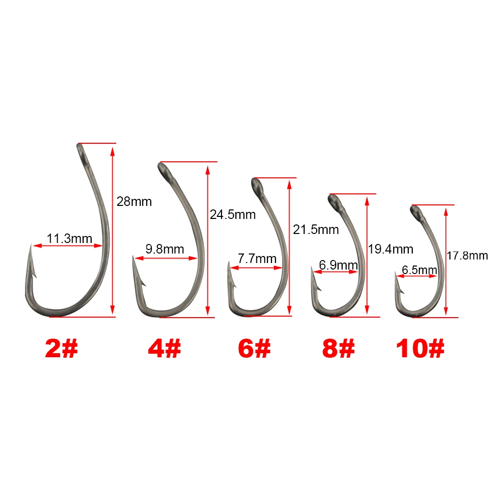Hirisi 45 Uds. Anzuelo de púas de acero inoxidable recubierto de PTFE con alto contenido de carbono con ojo accesorios de pesca de carpa X501 - imagen 4