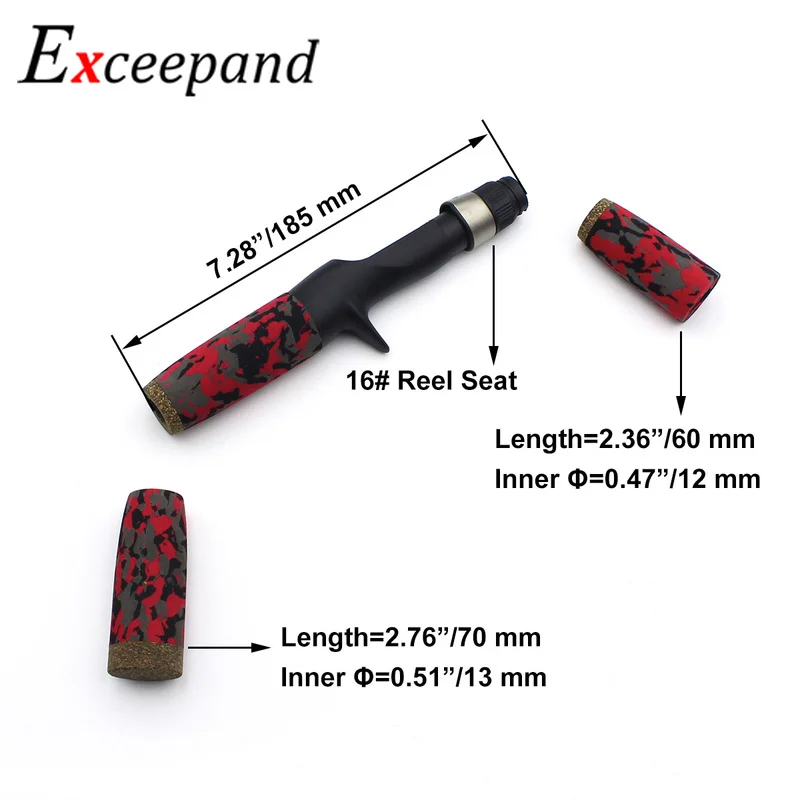 Exceepand-caña de pescar fundida de camuflaje rojo, Asa giratoria, agarre dividido de construcción con asiento de carrete - imagen 2