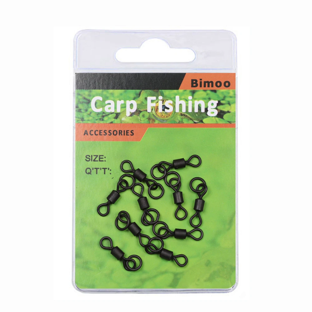 Bimoo 20 unids/pack negro mate de pesca gira Cambio rápido Clip aparejo para pesca de carpa pesca accesorios Terminal Tackle - imagen 5
