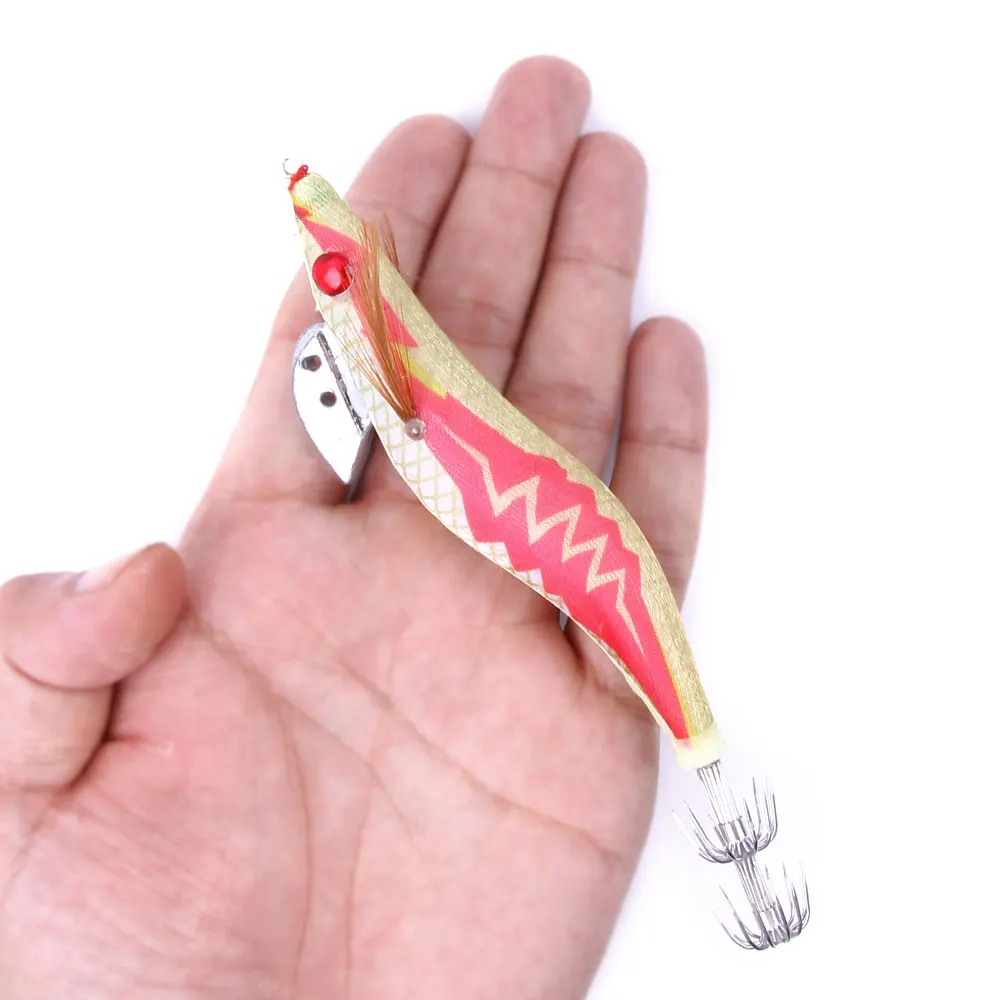 Plantilla de calamar luminosa para pesca, señuelo de camarón de madera, anzuelo 3,5 #, 1 unidad - imagen 4