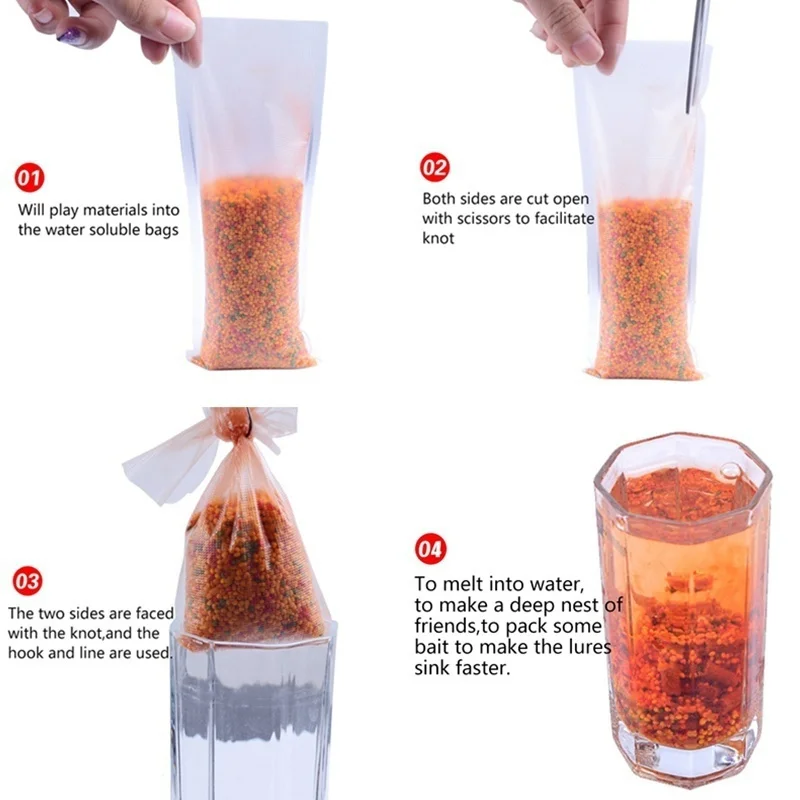FLYSAND-bolsas PVA para carpas, aparejos de pesca de carpa, bolsas PVA, malla para carpas, cebo grueso de bolas de 7x14cm para lanzar cebo - imagen 2
