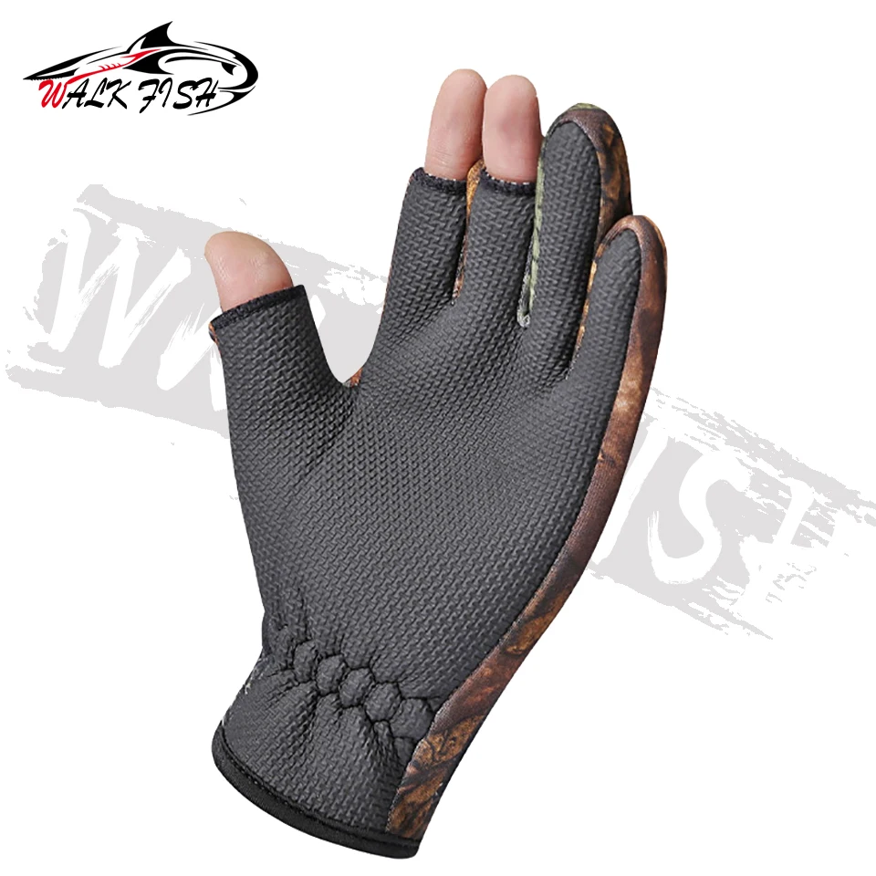 WALK FISH-guantes de pesca para exteriores, resistentes al agua, tres o dos dedos, antideslizantes, para escalada, senderismo, acampada - imagen 4