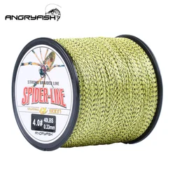Angryfish-sedal de pesca trenzado, 4 hebras, 500m, PE, Camouflag, amarillo y marrón, 10LB-60LB