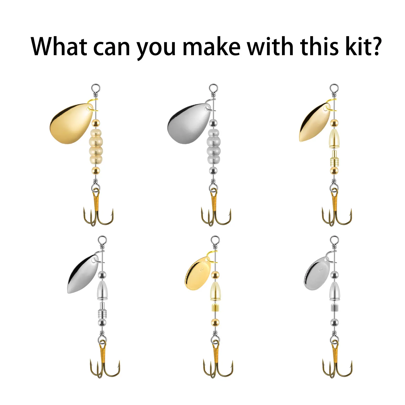 Kit de fabricación de Spinner de pesca en línea para trucha, aparejo de cebo, cuchara, Spinnerbait Blade Bass Crappies Salmon, 210 unids/caja - imagen 3