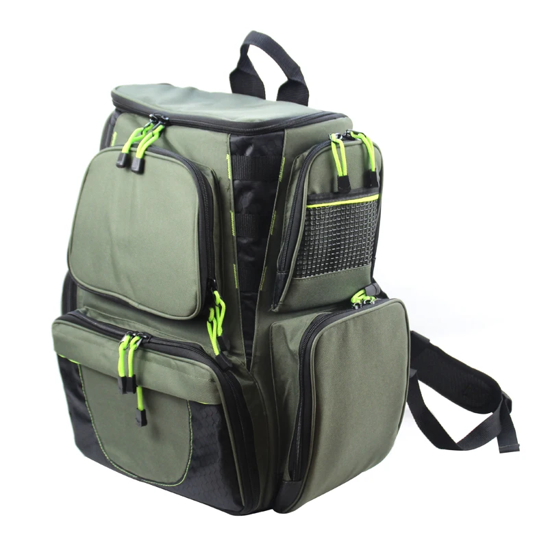 Mochila grande impermeable para caña de pescar, bolsa de pesca de calidad de 3 capas con 4 bandejas, almacenamiento de bolsa de aparejos, 44x41x25cm - imagen 4