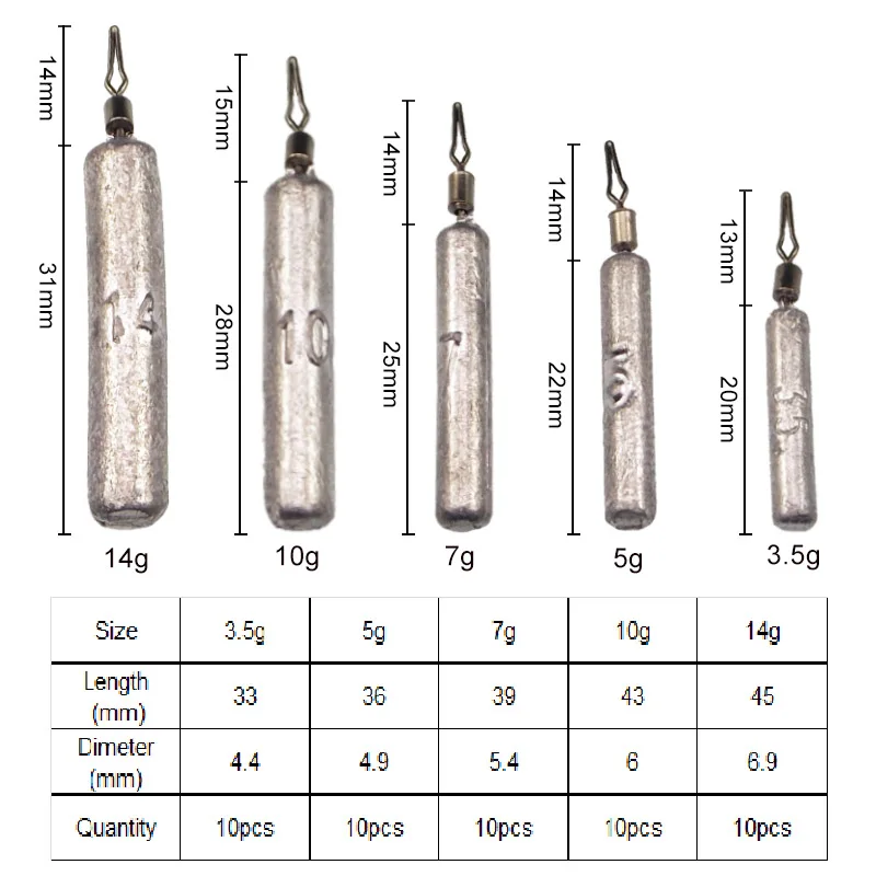 KESFISHING-plomos de peso ajustados para Pesca, accesorios de Pesca, 10 unidades - imagen 3