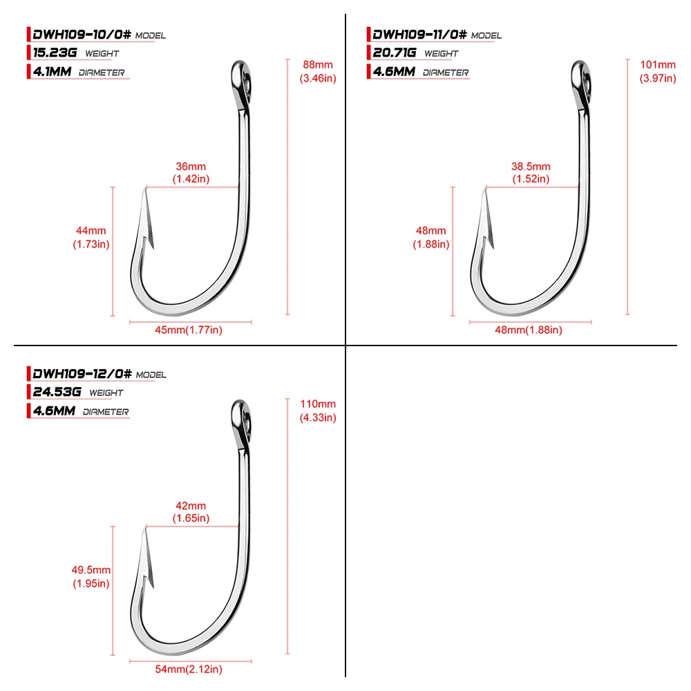 PROBEROS-anzuelos de pesca de agua salada, 1 paquete, 6/0-7/0-8/0-9/0-10/0 #, anzuelos de espada de acero inoxidable, anzuelos de pesca Jigging - imagen 5