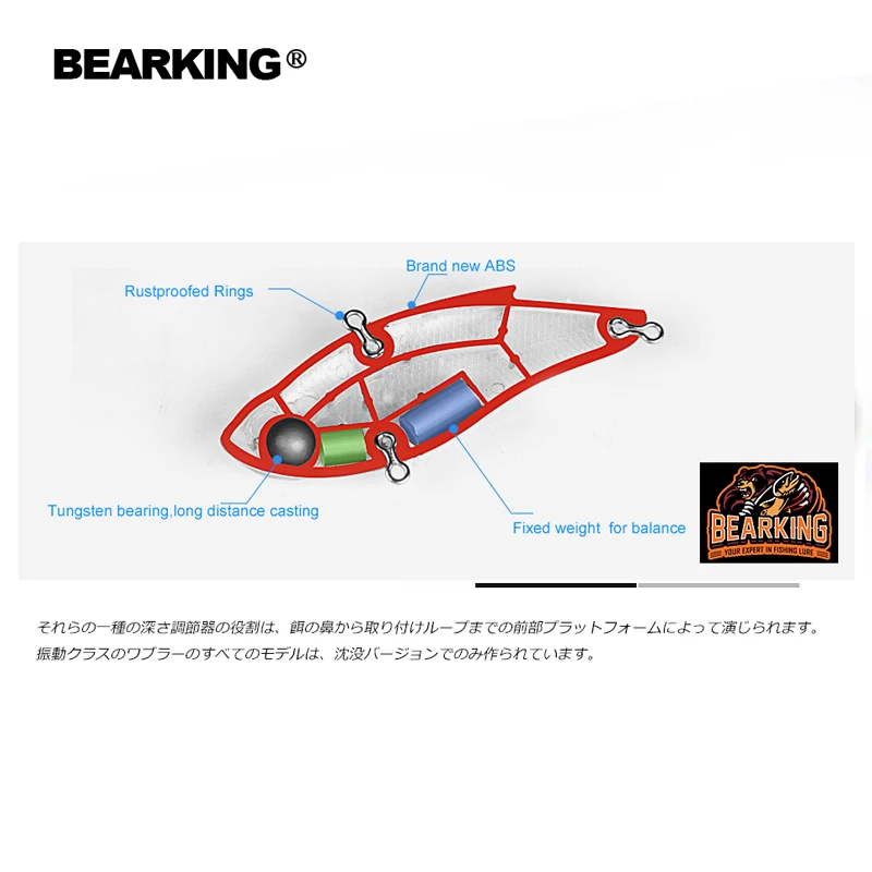 BEARKING-Señuelos de Pesca profesionales, cebos de vibración para pesca en hielo, accesorios artificiales, 75mm, 15g - imagen 2