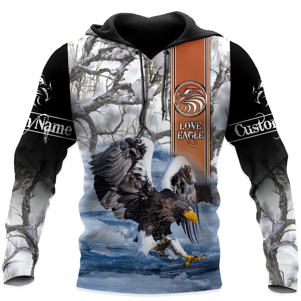 Sudadera capucha pesca águila 3D nombre personalizado KJ515 - imagen 2