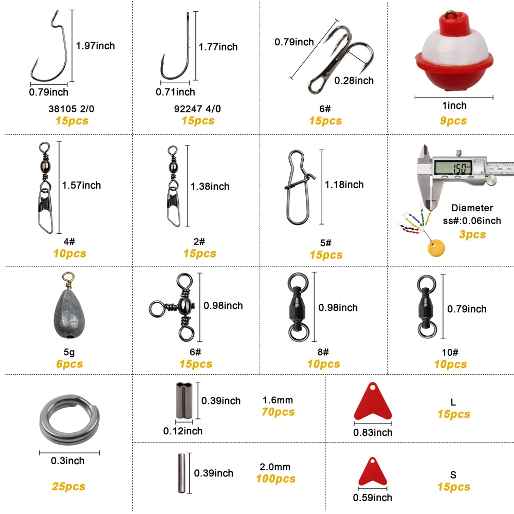 Accesorios de pesca, Kit de aparejos de pesas de plomo, ganchos giratorios de barril de línea cruzada, Sinker giratorio, toboganes, cuentas de pesca, 368 unids/caja - imagen 3