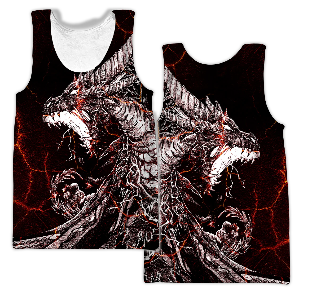 Chaleco con estampado 3D de dragón de tatuaje blanco y negro para hombre, camiseta sin mangas a la moda Harajuku, ropa de calle de verano, camiseta sin mangas Unisex BX002 - imagen 3