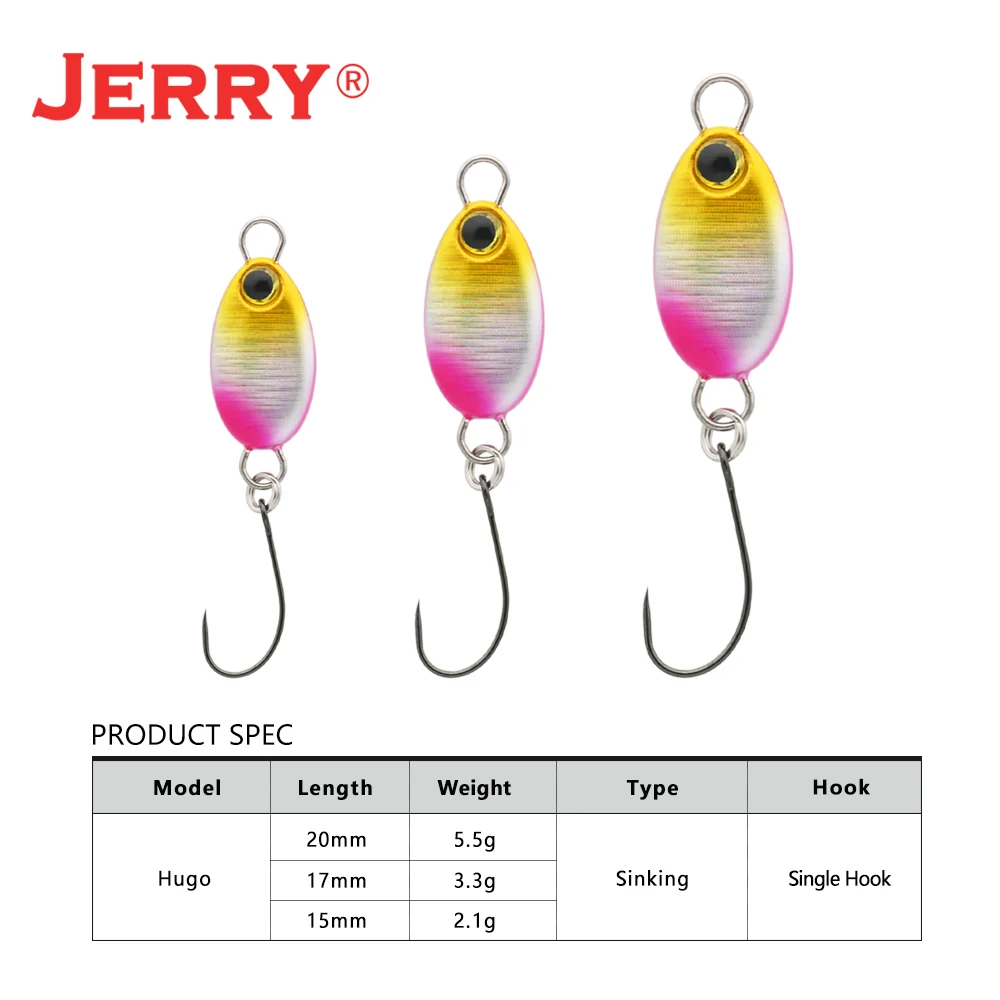 Jerry Hugo-Señuelos de Pesca giratorios, plantilla de Metal, Micro trucha, Lucio, lubina, buceo profundo, hundimiento, cebo Artificial