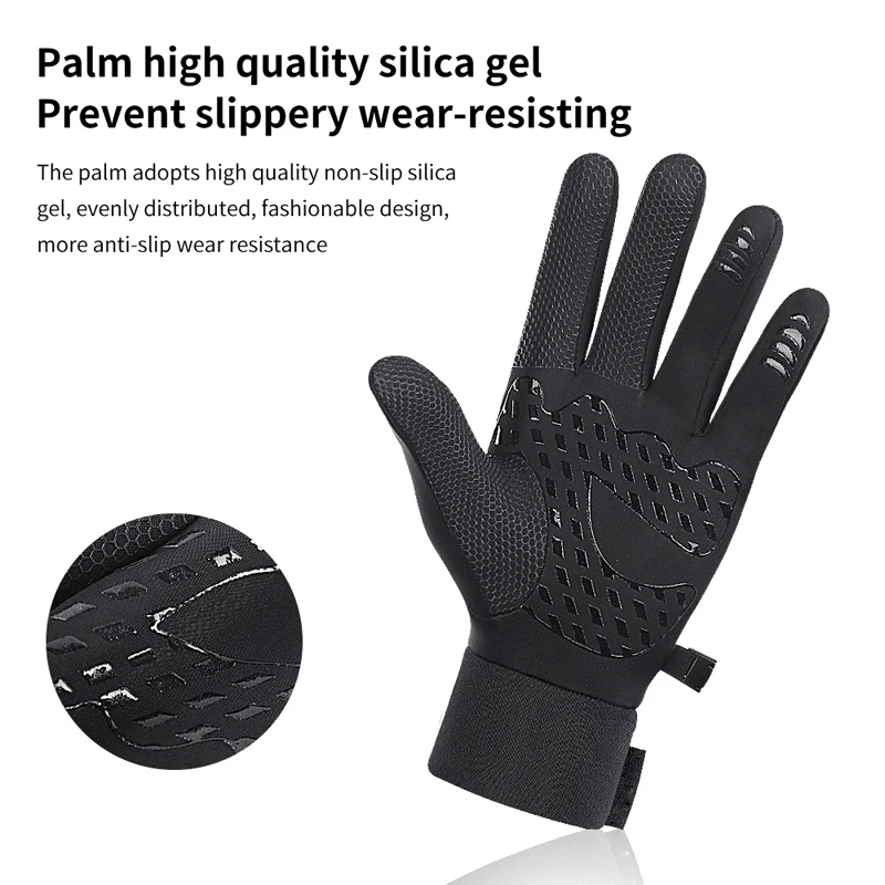 Guantes de pesca de invierno para hombre, guantes de esquí antideslizantes a prueba de viento con pantalla táctil, guantes suaves y cálidos para deportes al aire libre, guantes con cremallera para ciclismo - imagen 3