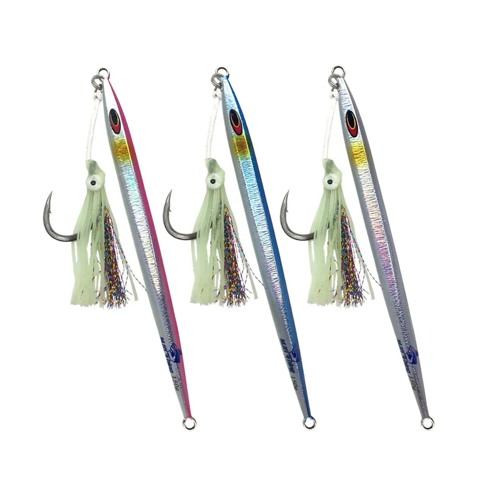 Anzuelos de acero inoxidable para pesca en agua salada, anzuelos brillantes para faldas de calamar, Jigging rápido y lento, accesorios de pesca, BKK - imagen 5