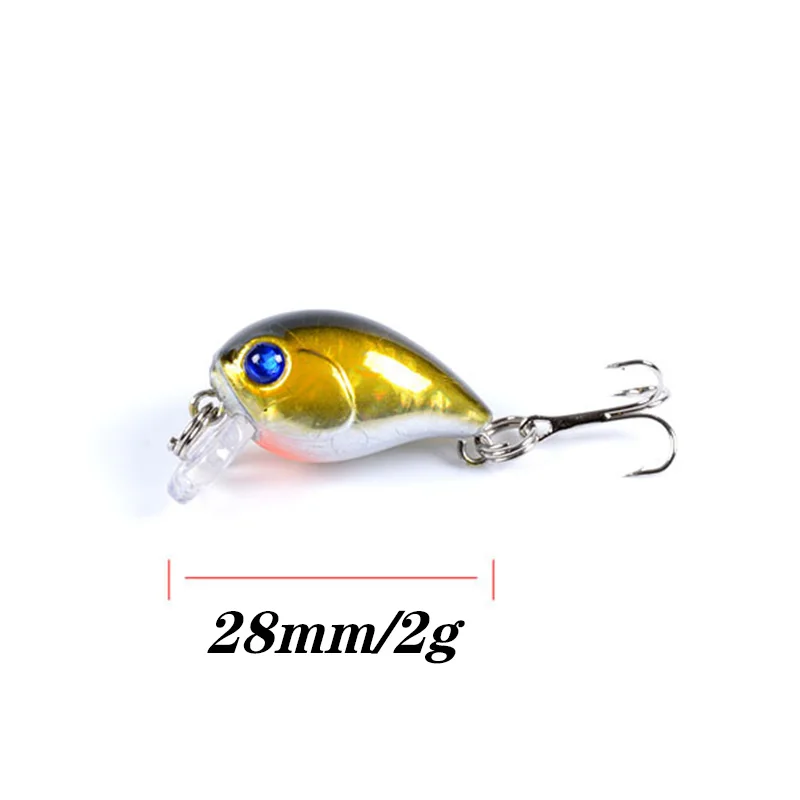 Señuelos de Pesca con manivela, cebos artificiales duros de 28mm y 2g, para pececillos, lubinas, Swimbait para trucha, Crankbait con anzuelo triple, aparejos de pesca, 1 unidad - imagen 2
