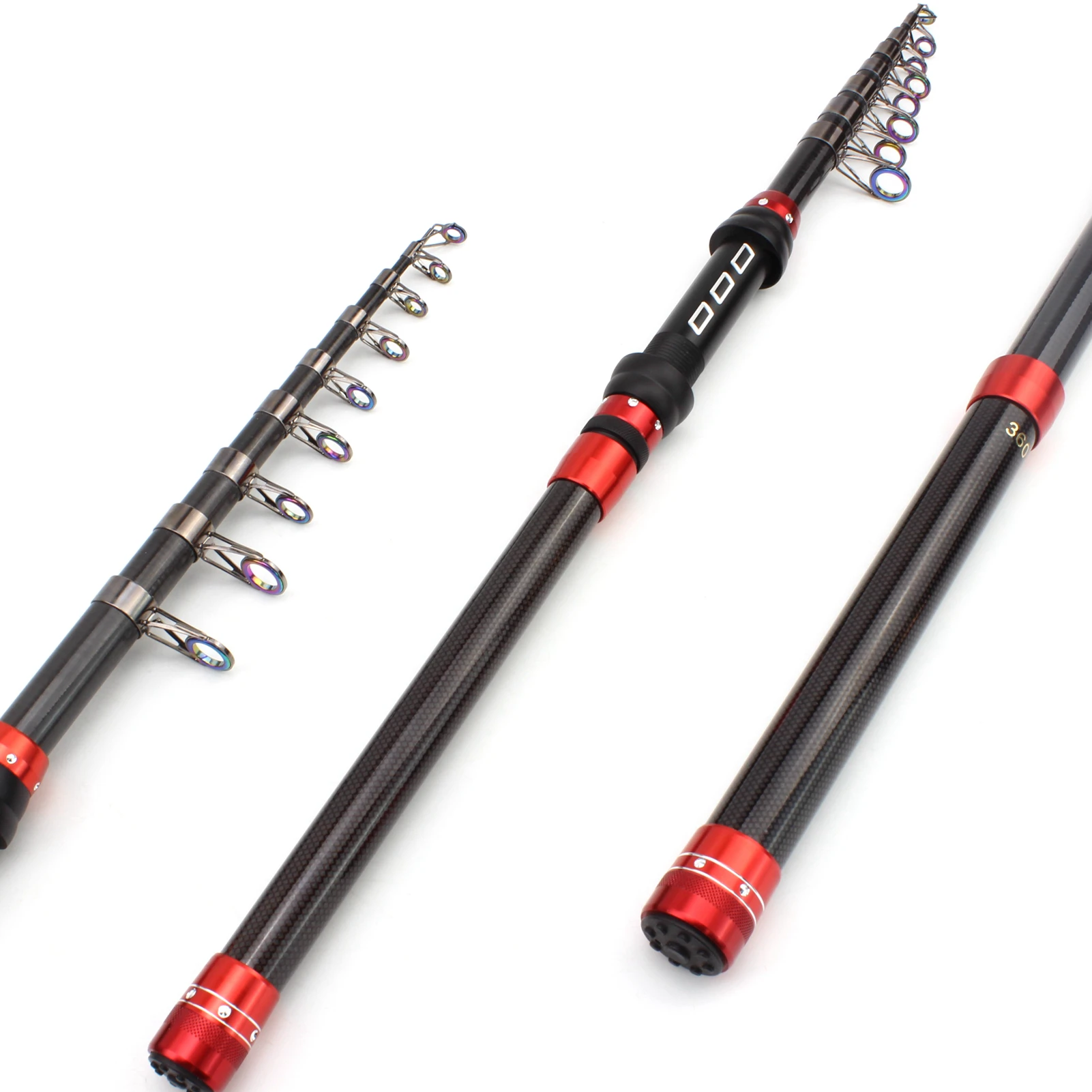 Caña de pescar telescópica de fibra de carbono, accesorio de viaje portátil, para trucha, carpa, lubina, 2,4 m, 2,7 m, 3,0 M, 3,6 m - imagen 5