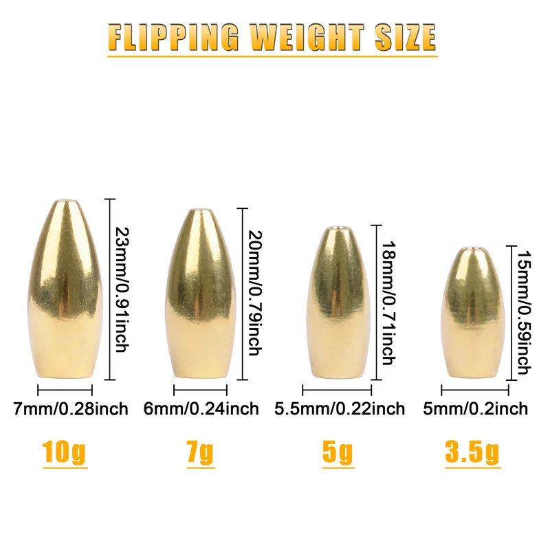 Plomos de pesca con forma de bala, pesas de gusano para señuelo de lubina, 3,5g, 5g, 7g, 10g, Texas, 30 Uds. - imagen 2