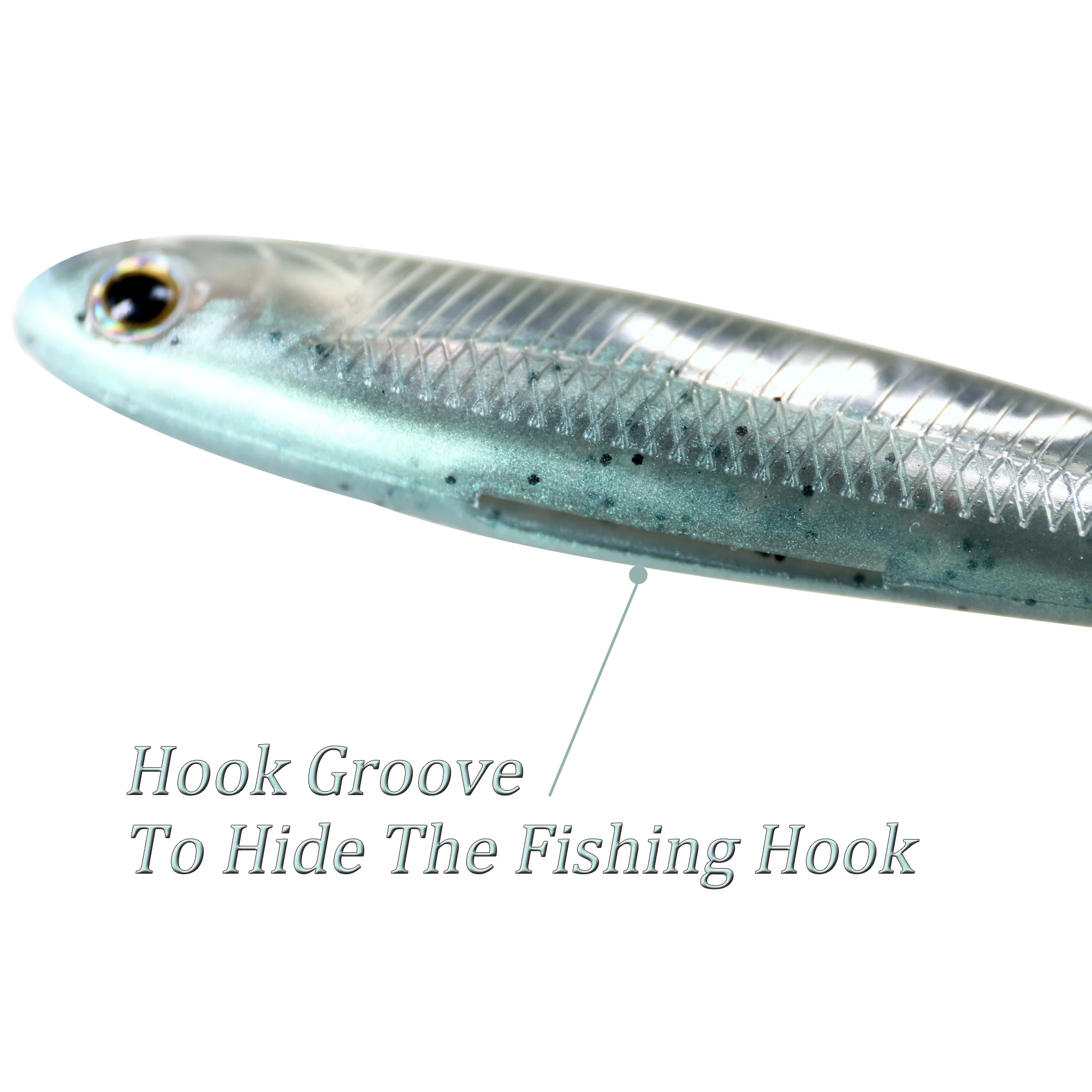 Señuelos blandos de pesca, 6 uds., 8cm, gusano Artificial suave, Swimbaits, señuelo de pesca, cebo de silicona, Pin, cola, Wobblers para pesca de lubina - imagen 5