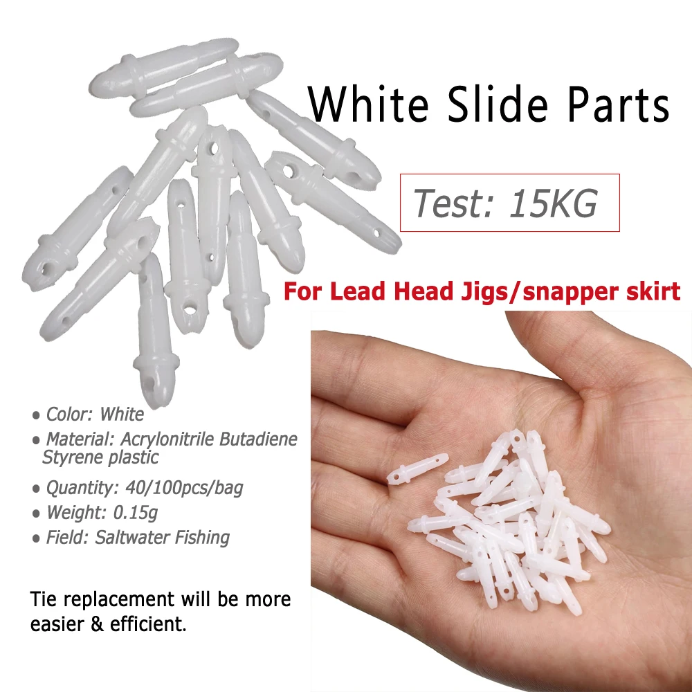 Bimoo, 40/100 Uds., faldas pargo, anzuelos de asistencia, piezas deslizantes, cebo de pesca de agua de mar rojo y blanco, accesorios de señuelo, piezas de amarre de goma - imagen 5