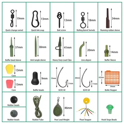 Kit aparejos carpa preatados con giratorios mate y fundas antienredos