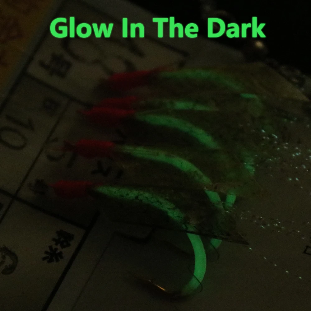 Señuelo Artificial para pesca en agua salada, anzuelos de cuerda luminosa suave, cebo de piel de pescado Real de aguas profundas, Sabiki Flash, 11 tamaños, 1 bolsa, 6 piezas - imagen 3