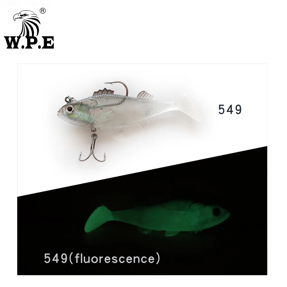 W.P.E-señuelo de pesca suave de silicona, señuelo de cabeza de plomo, 9/10/12cm, Swimbaits Wobblers, aparejos de pesca t-tail, 17 colores, 3-4 unids/paquete - imagen 5