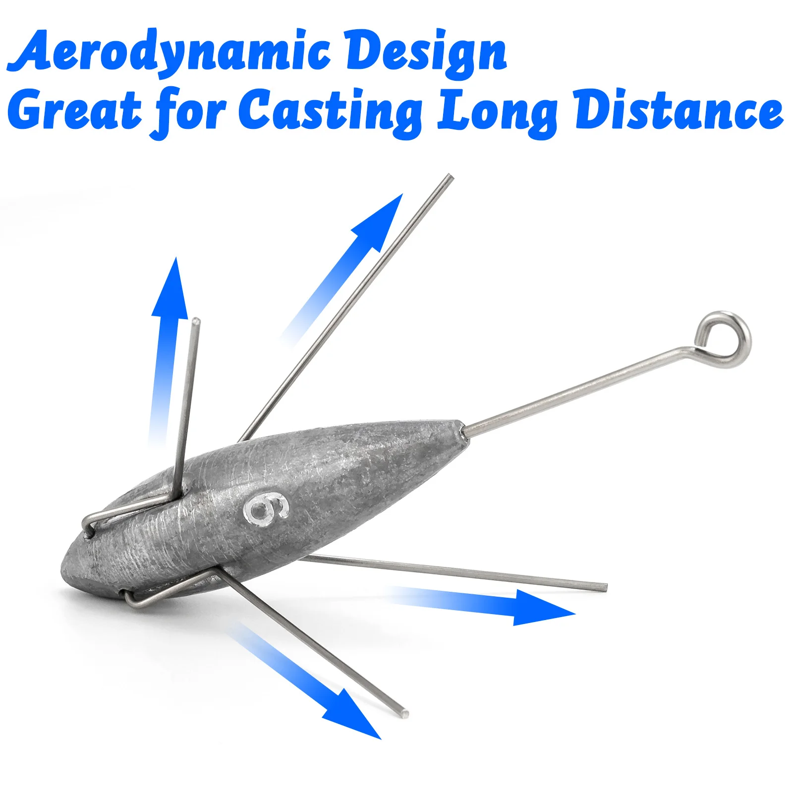 Sinker de pesca de fundición larga para Surfcasting, 2 piezas, Sputnik, Sinker de peso para pesca en aguas profundas, atún de agua salada de lubina, 85g-280g - imagen 4