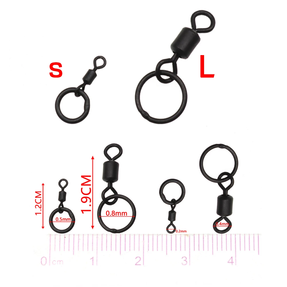 Bimoo 20 unids/pack negro mate de pesca gira Cambio rápido Clip aparejo para pesca de carpa pesca accesorios Terminal Tackle - imagen 4