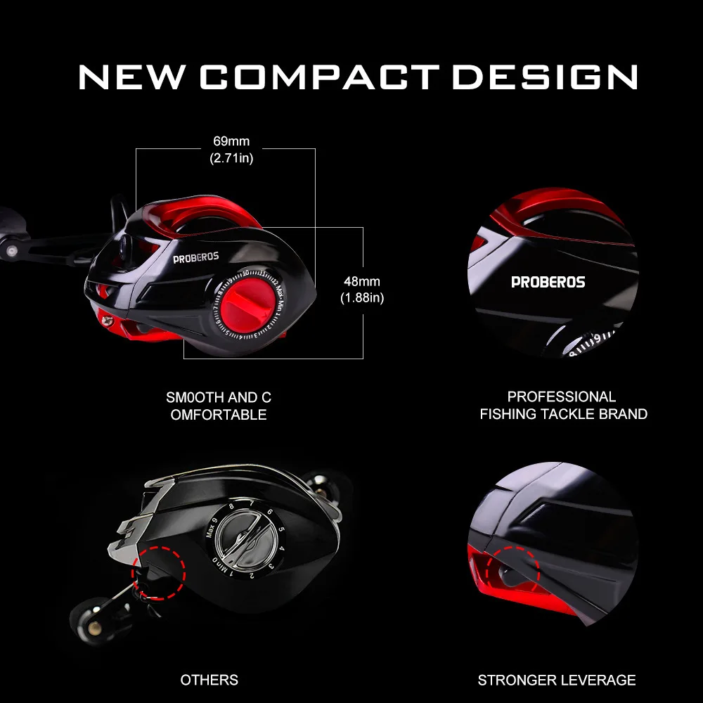 GLS-carrete magnético de Baitcasting de alta velocidad, sistema de arrastre máximo de 8KG, para mano izquierda y derecha, para pesca en agua salada, 7,2: 1 - imagen 3