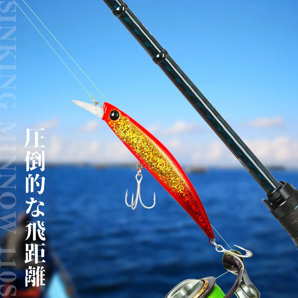 TSURINOYA-señuelo de pesca duro, pececillo que se hunde, DW77, 110mm, 22g, rango de 0,8-1,2 m, trucha grande, Lucio, lubina, Jerkbait, cebos de pesca en río - imagen 5