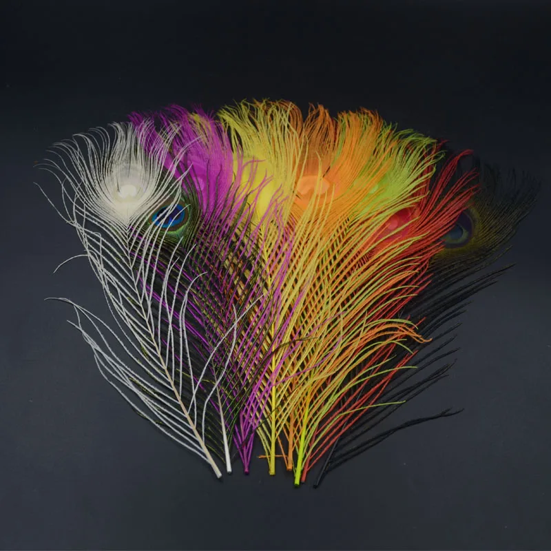 Optioanls-colas de pavo real para moscas húmedas o secas, materiales de atado de moscas, plumas de pavo real, cuerpo de Quill, salmón, 8 colores, 10 piezas - imagen 3