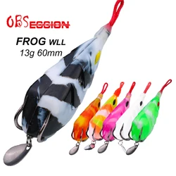 Topwater-señuelos de goma de rana blanda, cebos de manivela, cabeza de serpiente, lubina, carpa, lucio, cebo de pesca, rana de rayos blandos artificiales, SharpHooks
