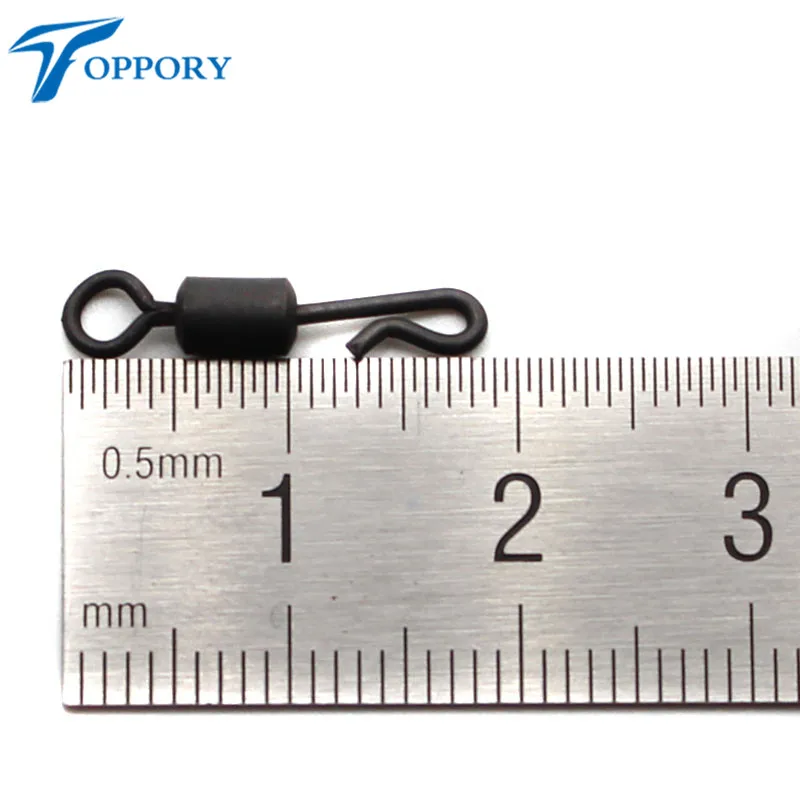 Toppory-terminal de pesca de carpa, aparejos giratorios de cambio rápido, tamaño 8, negro mate, antideslumbrante, cuerpo largo, Clip giratorio Kwik, 30ps - imagen 3