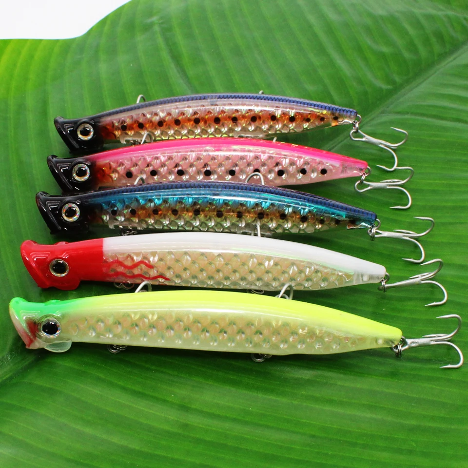 Señuelo de pesca Wobbler de 11cm y 13cm, Wobbler Popper, 5 colores, cebo de pesca topwater, wobblers para curricán, natación, cebos de manivela - imagen 5