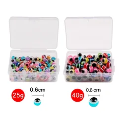 100 unids/lote con caja gratis, cuentas de pesca de ojo de pez de 5mm, 6mm y 8mm, mezcla de colores, Ojos de pesca, impuestos