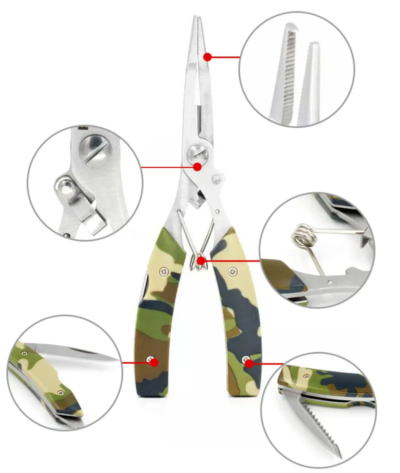 Mustad-Alicates de Pesca de acero inoxidable, tijeras de PE, cortador Ultra afilado, alicates de señuelo, soporte de pinza, aparejos de Pesca - imagen 3