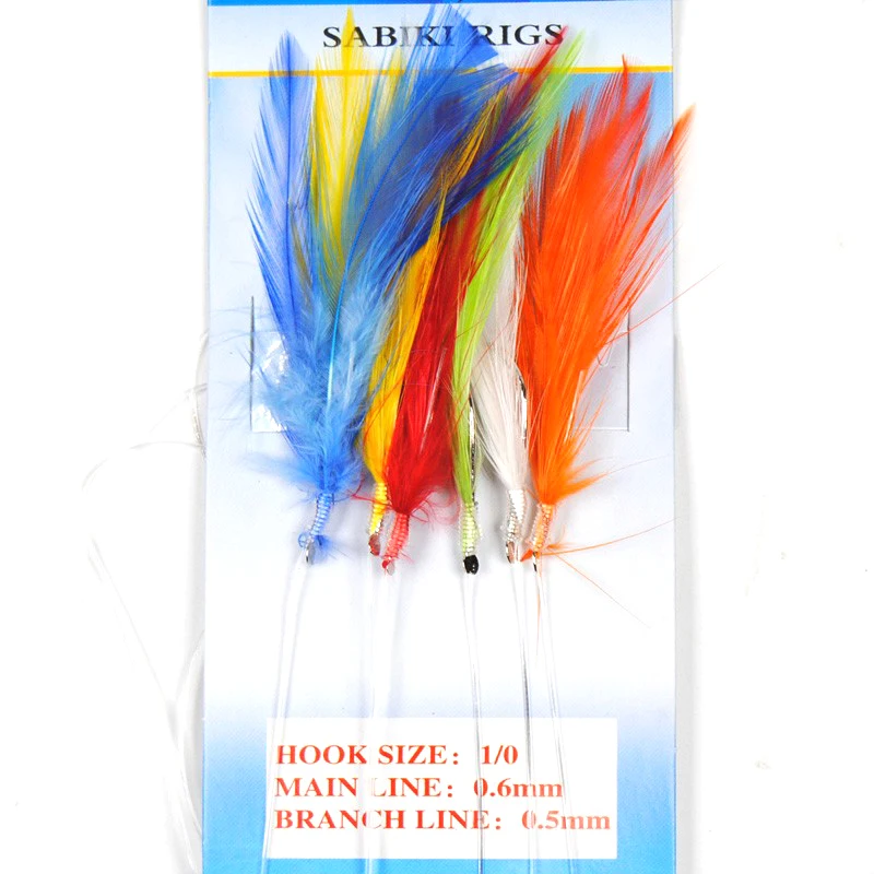 [10 bolsas] pluma de Sabiki de agua salada/tubo de oropel/plataforma de cebo Flash tamaño 1/0 aparejos de captura de peces de cebo surtidos al por mayor/al por menor - imagen 3