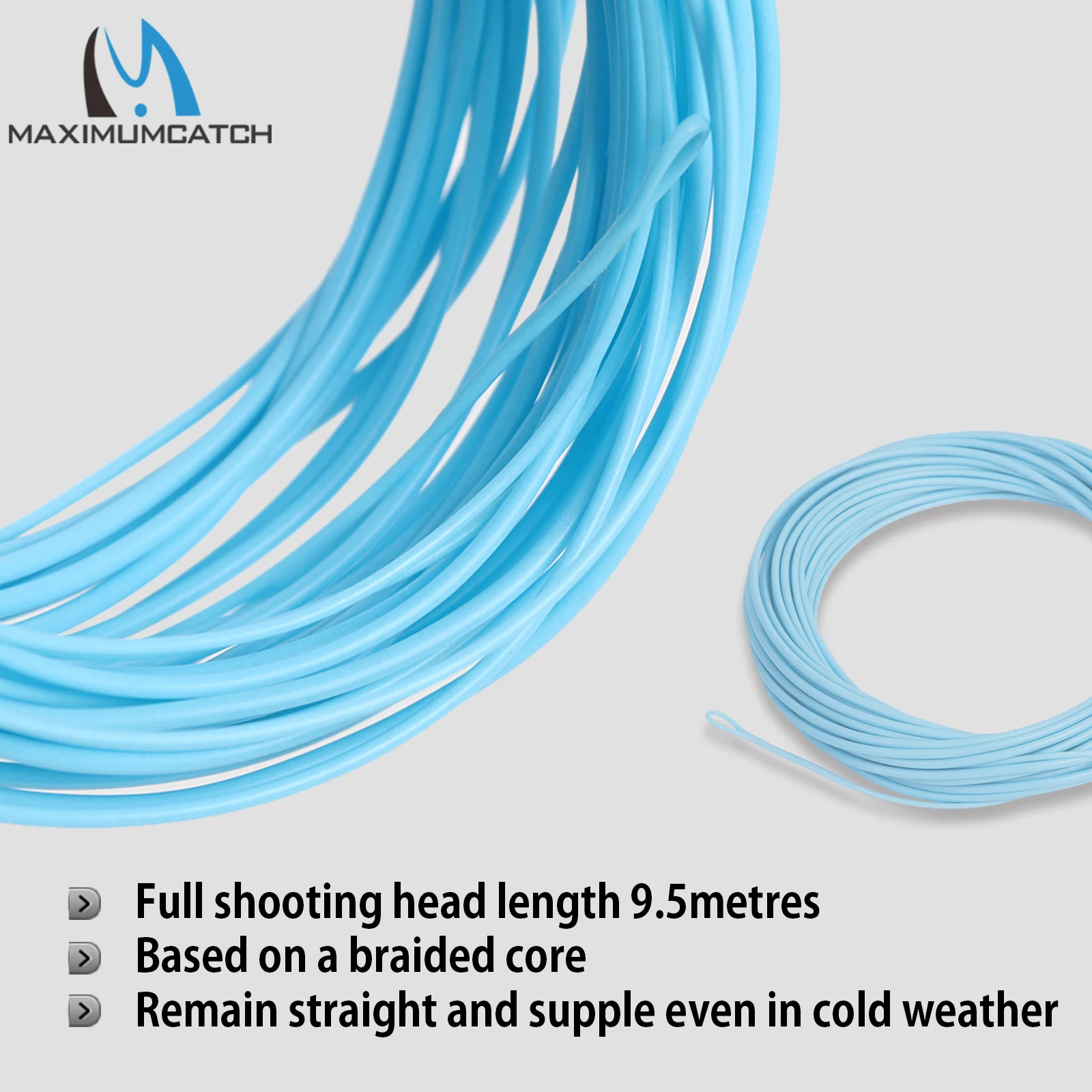 Línea de mosca de cabeza de disparo Maximumcatch 5S/6S/7S/8S/10F línea de mosca flotante/hundimiento de 9,5 M con 2 bucles soldados - imagen 5