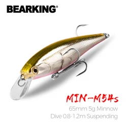 BearKing-aparejos de pesca A +, Señuelos de Pesca, cebo minnow suspendido, 65mm/5g, buceo 0,8-1,2 m y 5 colores A elegir