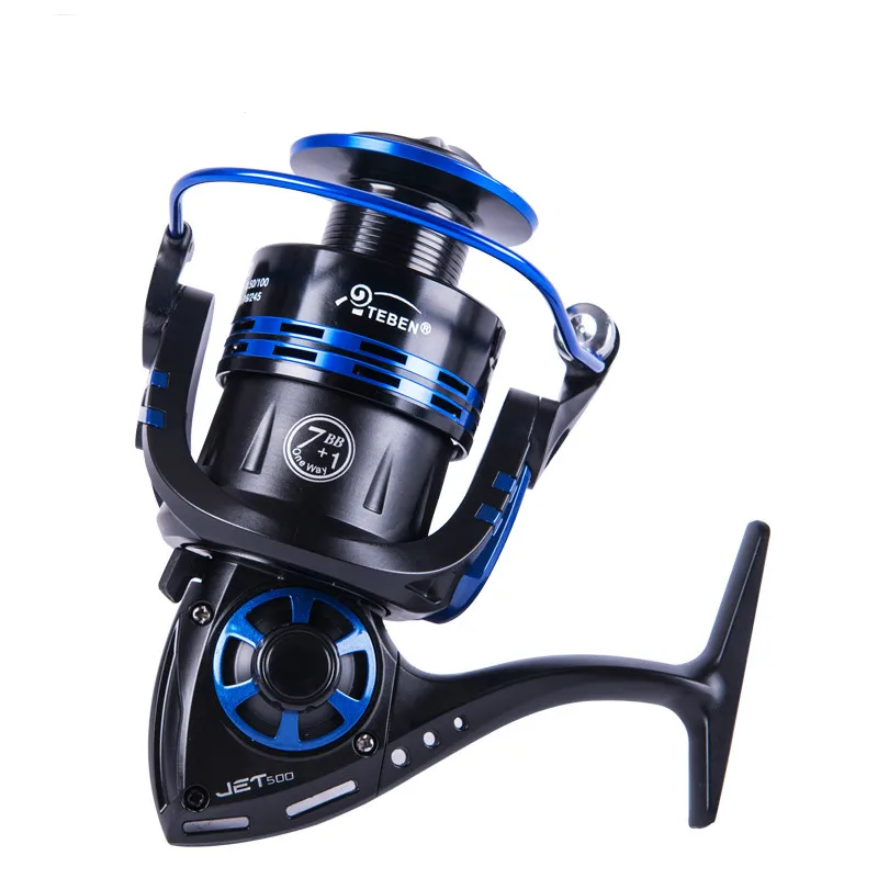 Carrete giratorio 5,2: 1 para Pesca en roca, potencia De arrastre máxima De 8KG, rueda De fundición larga, 2000-6000 - imagen 3