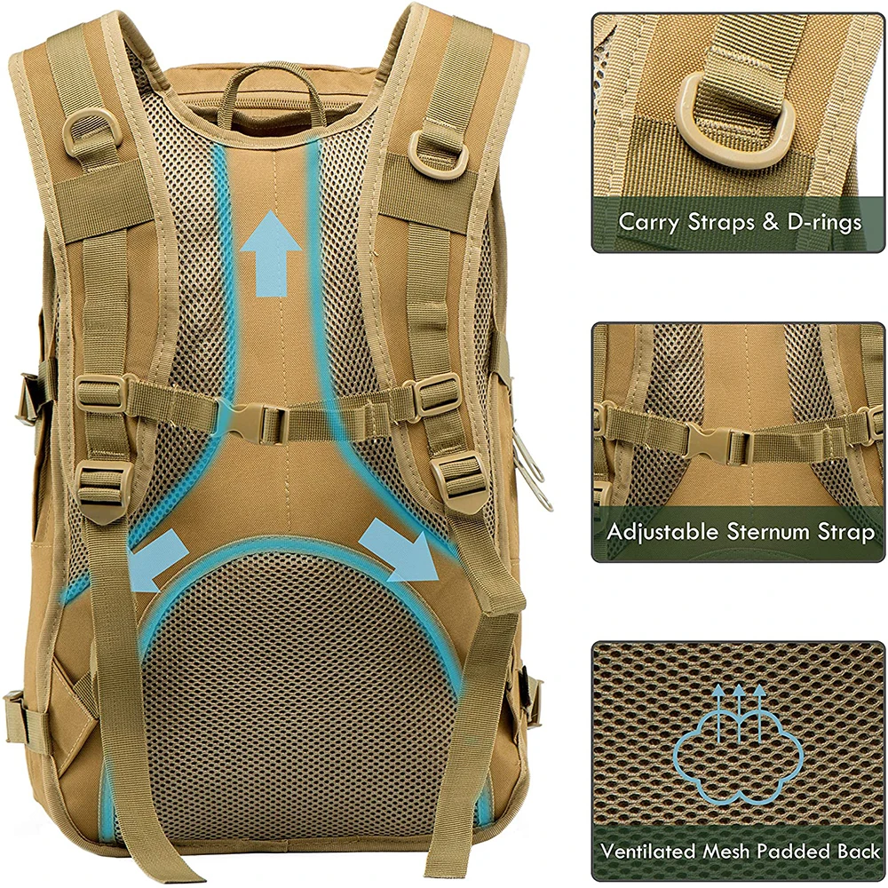 JYMCW-mochila táctica militar Molle, morral táctico para ordenador portátil, bolsa de supervivencia, paquete de asalto Bugout, 40L - imagen 5
