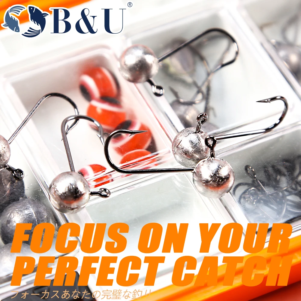 B & U-High Carbon Stainless Head Hook Jig Bait, Anzuelos de pesca para pesca con señuelos suaves, 2G, revestimiento 3G - imagen 3