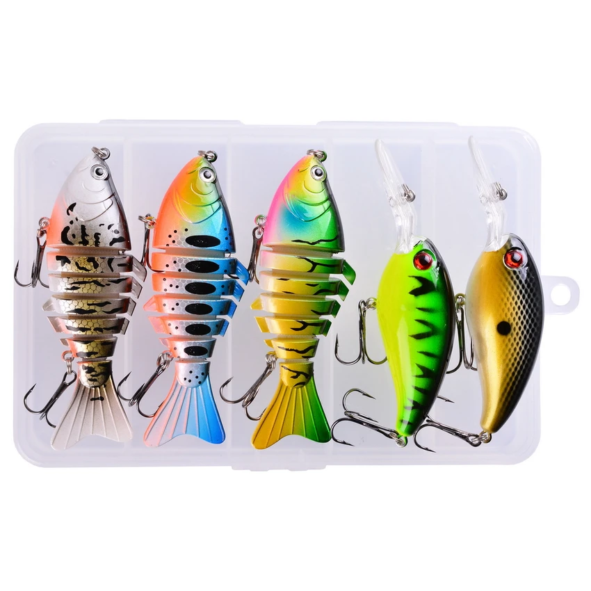 Señuelo de Pesca con ojos 3D para pececillos, Wobbler, Crankbait, aparejos artificiales duros, 5 unids/caja - imagen 3