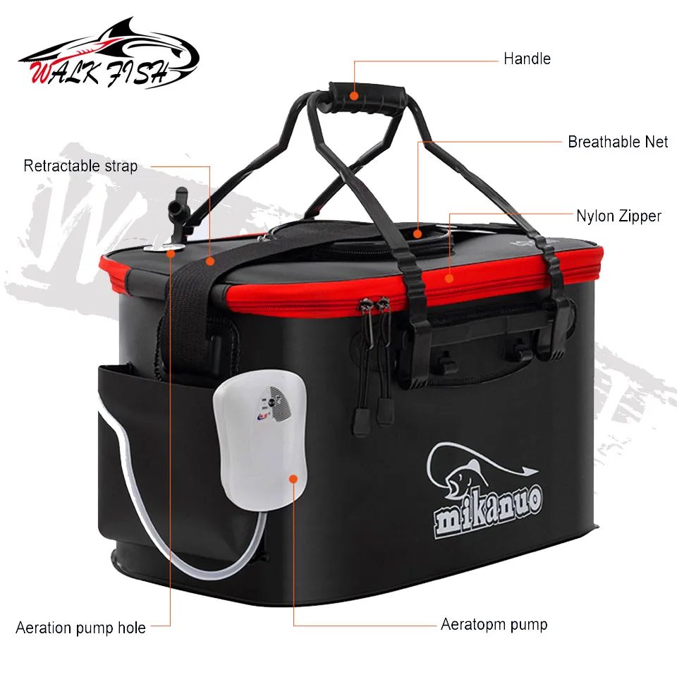 WALK FISH-Bolsa de pesca gruesa plegable, Cubo de pesca EVA portátil, caja de almacenamiento de peces vivos, bolsa impermeable para exteriores, Camping y senderismo - imagen 3