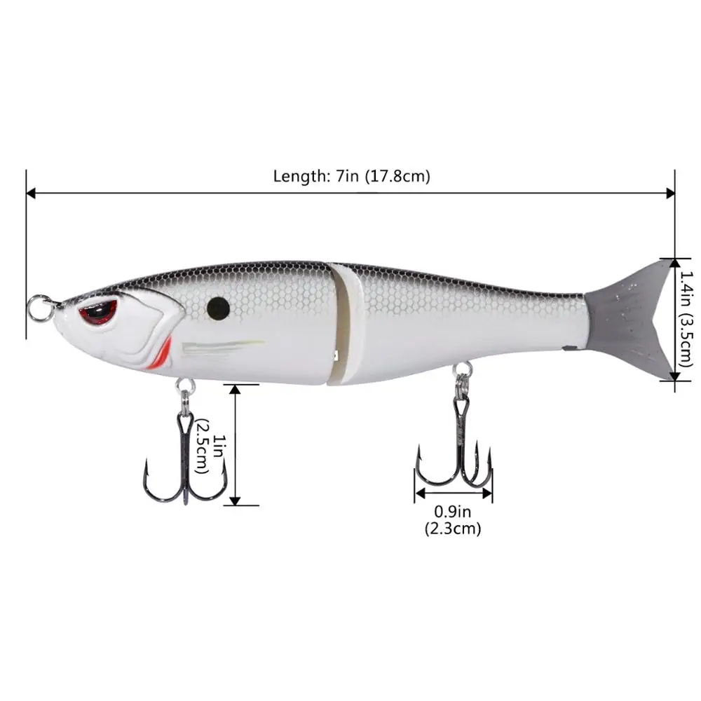 Bassdash Swimbaits señuelo de pesca de lubina, cebo duro para lubina, Lucio, trucha, Glide, 17,8 cm/62,5g, 11,5 cm/18,4g, paquete de 3 - imagen 3