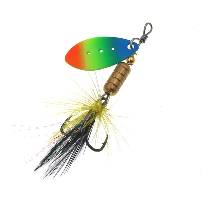 Señuelos de Pesca giratorios, anzuelos triples de plumas, anzuelos artísticos, Wobblers de Metal, aparejos de Lucio, 5g, 7g, 1 unidad - imagen 4