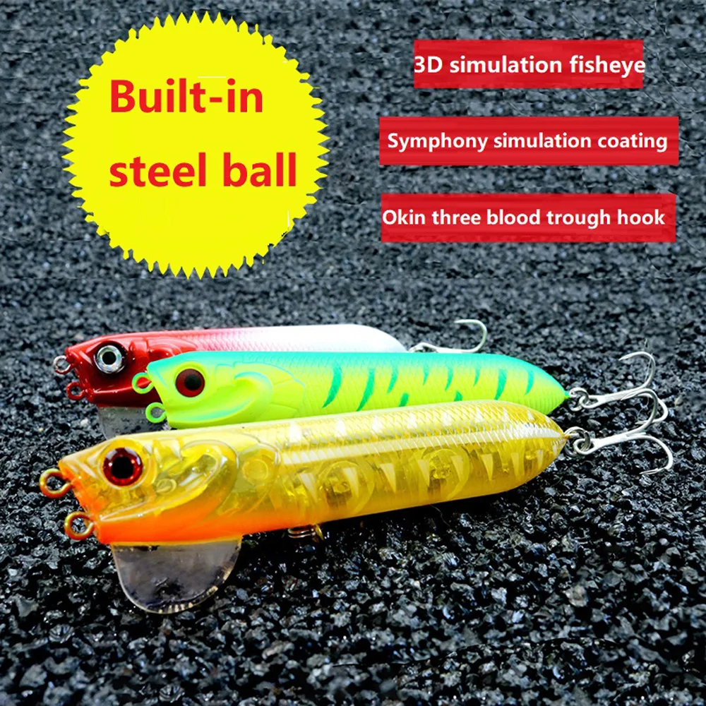 Señuelos de superficie de agua para mago, lápiz duro Wobblers Popper de 9,5 cm/18g, cebo Artificial 3D, andador de serpiente, aparejos de pesca, 1 unidad - imagen 2