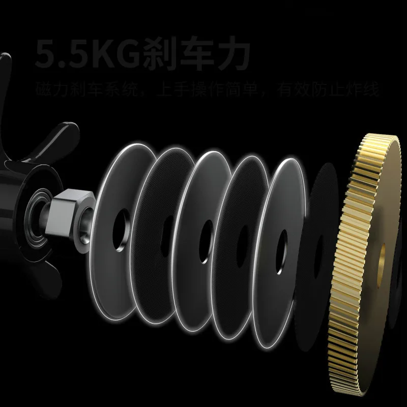 Rueda Universal para Baitcasting, carrete antihilo de pesca con engranaje de freno magnético cero, 12 + 1, rodamiento izquierdo/derecho - imagen 3